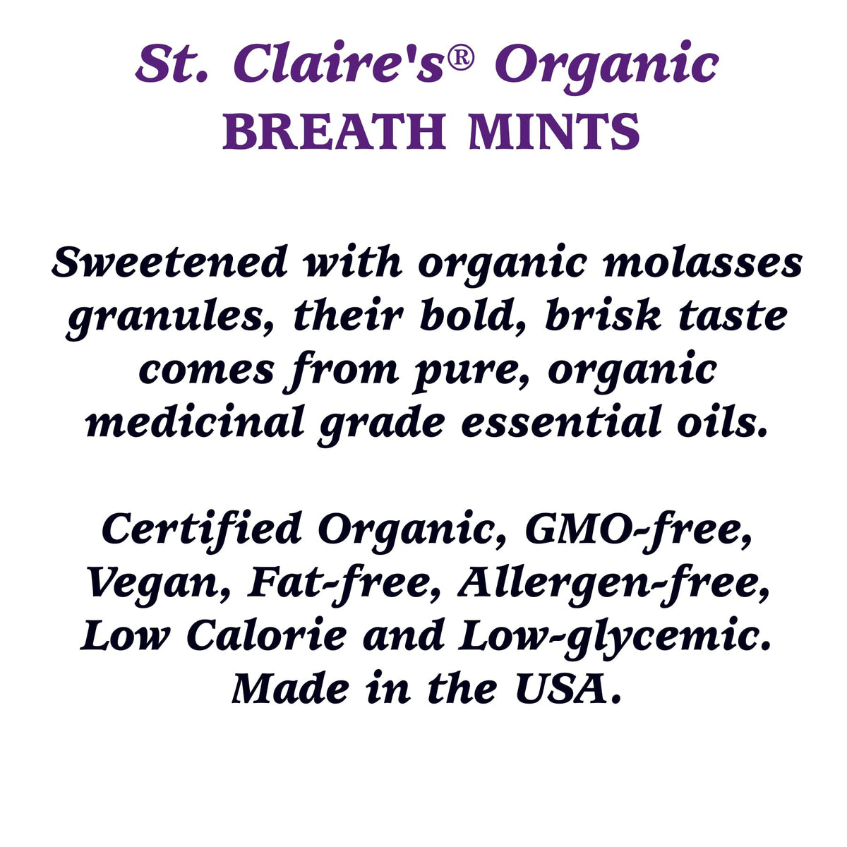 St. Claire'S Organic Breath Mints, (Peppermint, 1.5 Ounce Tin, Pack Of 6) | Gluten-Free, Vegan, Gmo-Free, Plant-Based, Allergen-
