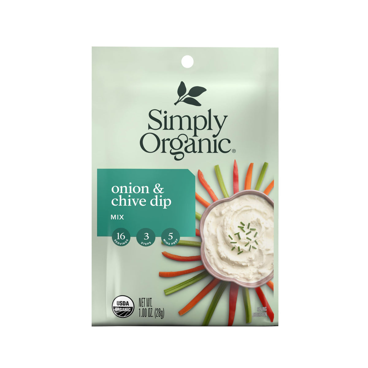 Simply Organic Onion & Chive Dip Mix, Certified Organic, 1 oz, Pack of 3
