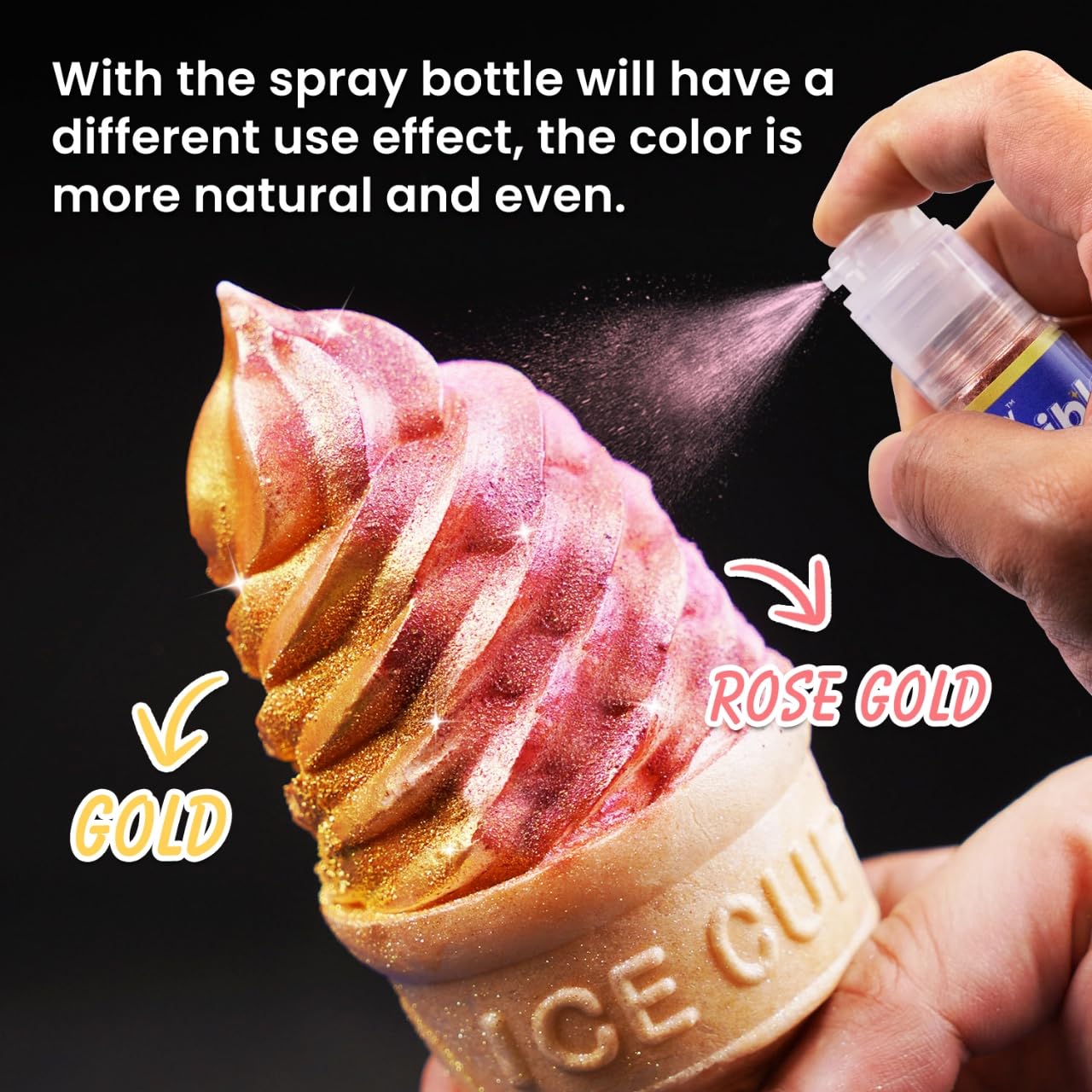 Dazzjoy Shimmer Gold Edible Glitter Spray, 100% Food Grade, Kosher & Halal, 8g