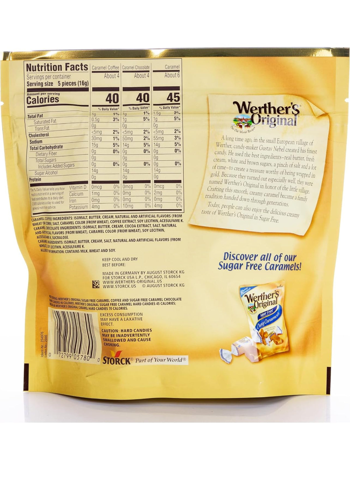 Werthers Original Hard Candy (7.70 OZ (Pack of 2) | Individually Wrapped Hard Candy,Sugar Free Caramel Candy |