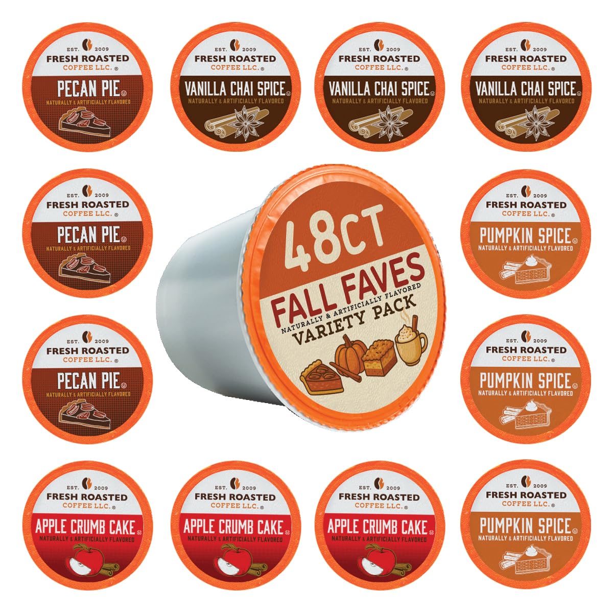 Fresh Roasted Coffee  Fall Faves Variety Pack  K-Cup Compatible  48 Count
