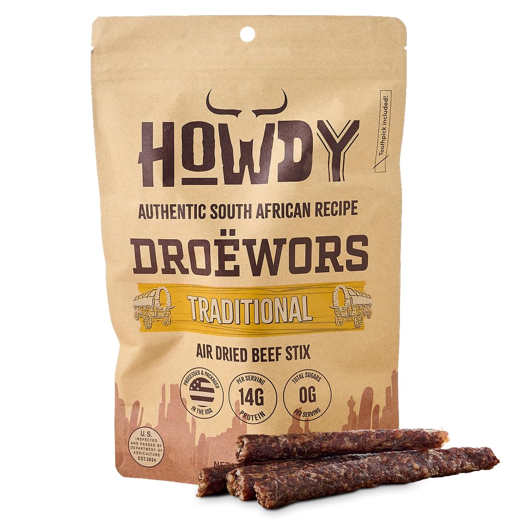 Howdysnax Handcraft Authentic Small Batch Drowors Beef Sticks Sugar Free, Soy Free, Paleo & Keto Friendly Snack