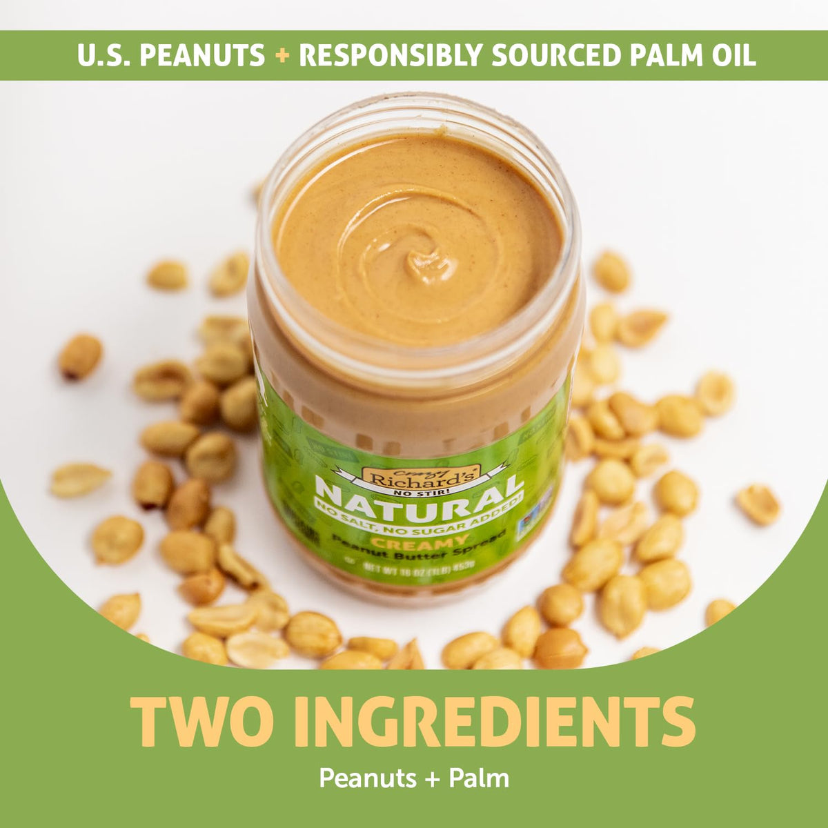 Crazy Richards Creamy No Stir Peanut Butter with No Added Salt, Sugar, Or Preservatives (1 Pack)