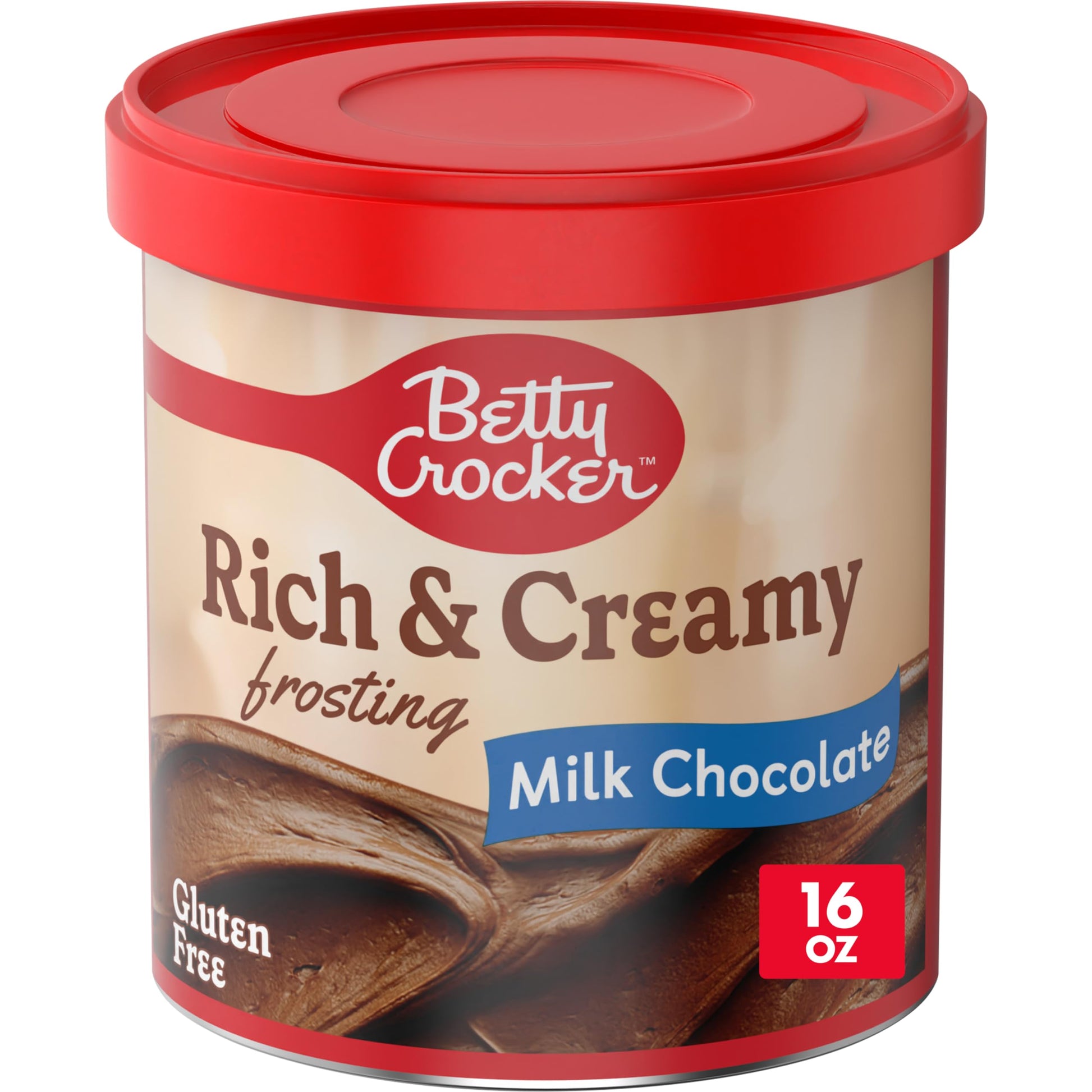 Betty Crocker Rich and Creamy Frosting, Milk Chocolate, Gluten Free, Holiday Baking, 16 oz