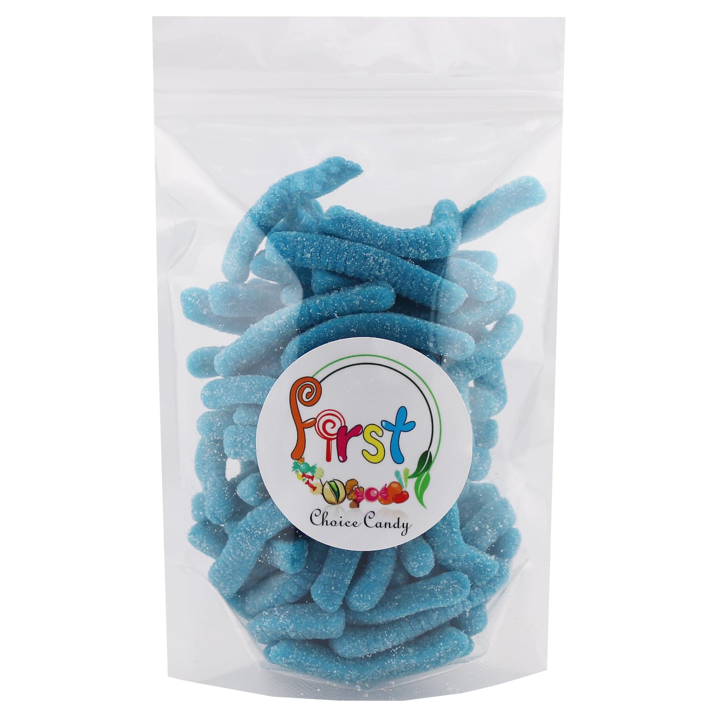 Firstchoicecandy Sweet & Sour Gummy Worms, Multi Flavors And Solid Colors (2 Pound, Sour Blue Raspberry)