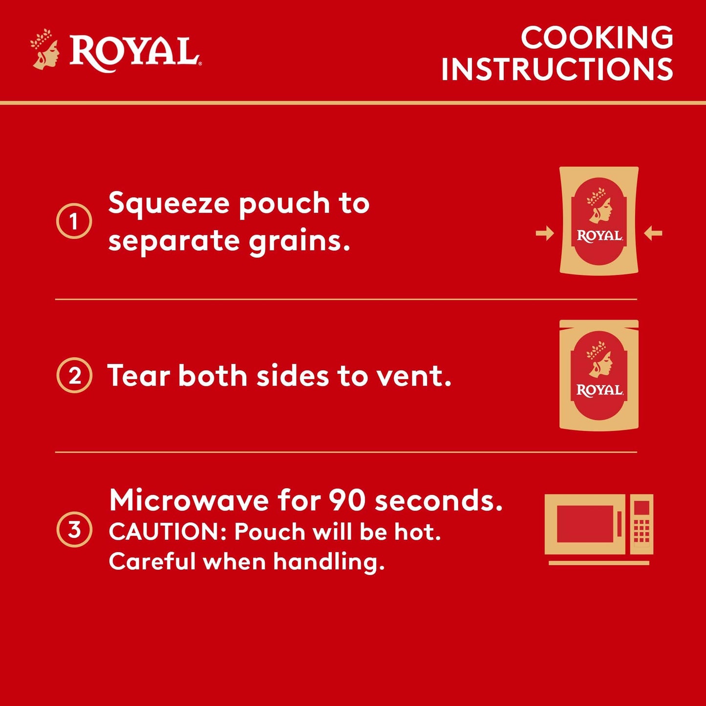 Royal - Ready To Heat Rice - Authentic White Queso & Jalapeno, 4 Count