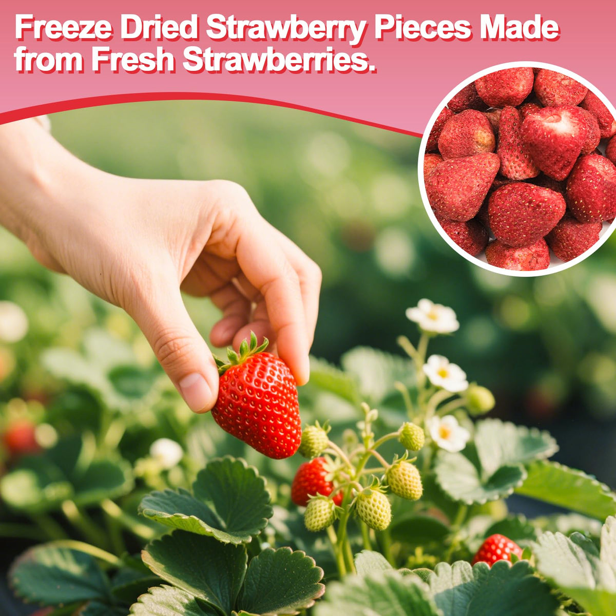Freeze Dried Strawberries, 3.52Oz/100G Whole Freeze Dried Fruit, Whole Dehydrated Strawberry For Milk, Milkshakes, Breakfast, Ce