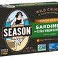 SEASON Brisling Sardines in Extra Virgin Olive Oil - Wild Caught, 3.37 Oz Tins, 12-Pack, High in Calcium, Keto Friendly