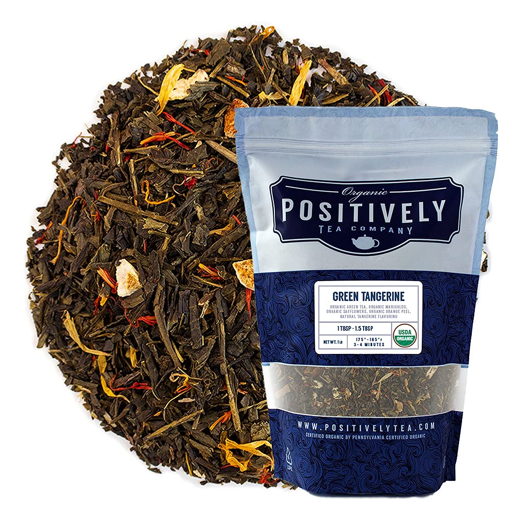 Organic Positively Tea Company, Green Tangerine, Green Tea, Loose Leaf, 16 Ounce