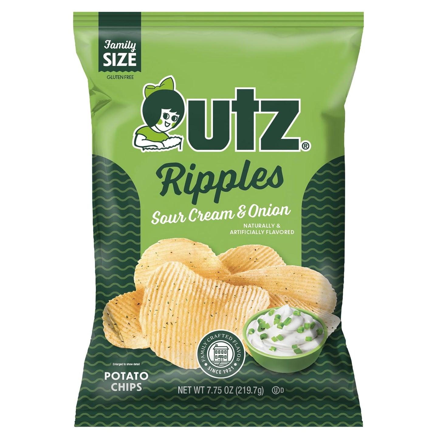 7.75 oz Utz Sour Cream & Onion Ripple Potato Chips