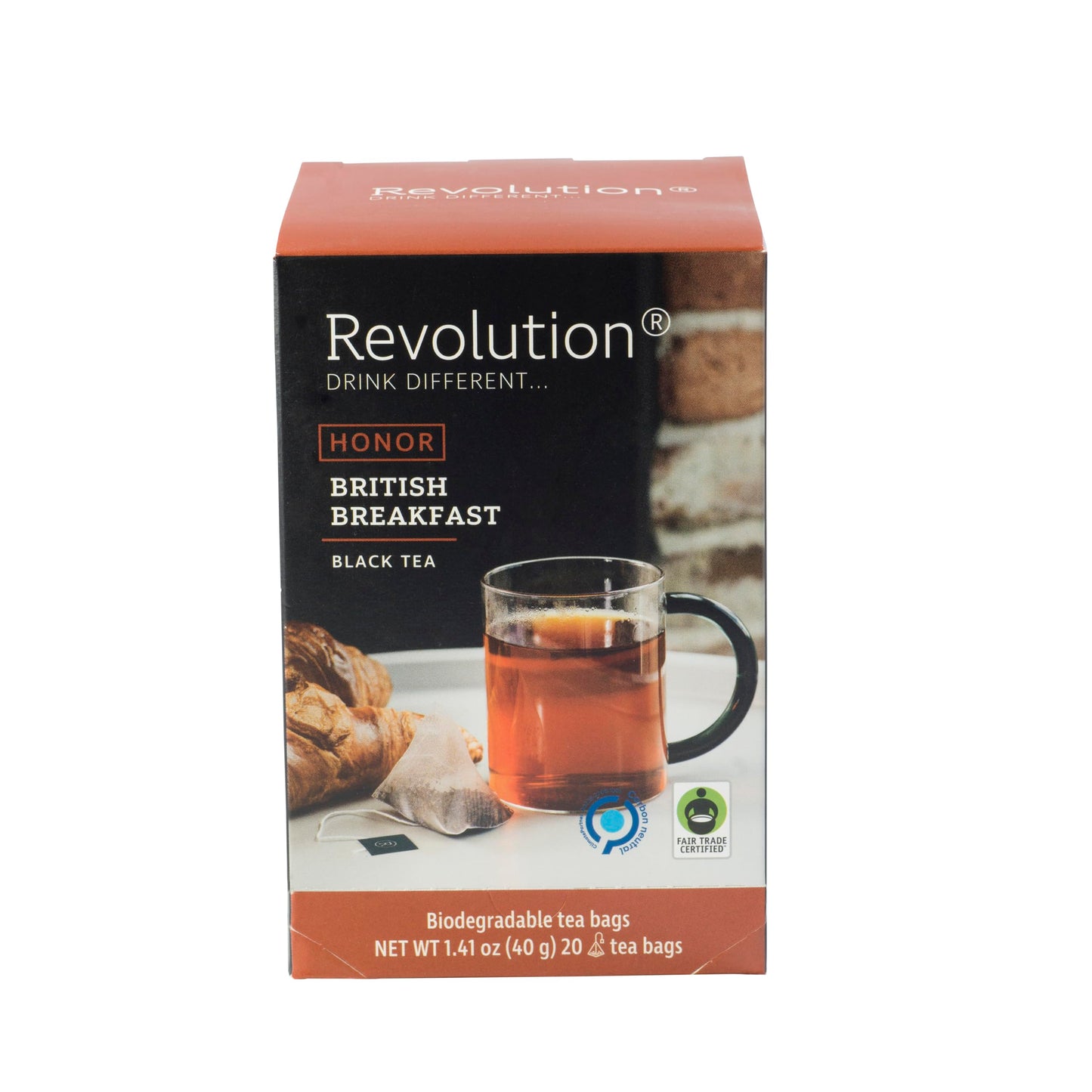 Revolution English Breakfast Tea - Premium Full Leaf, Biodegradable Infuser Bags, 20 Count