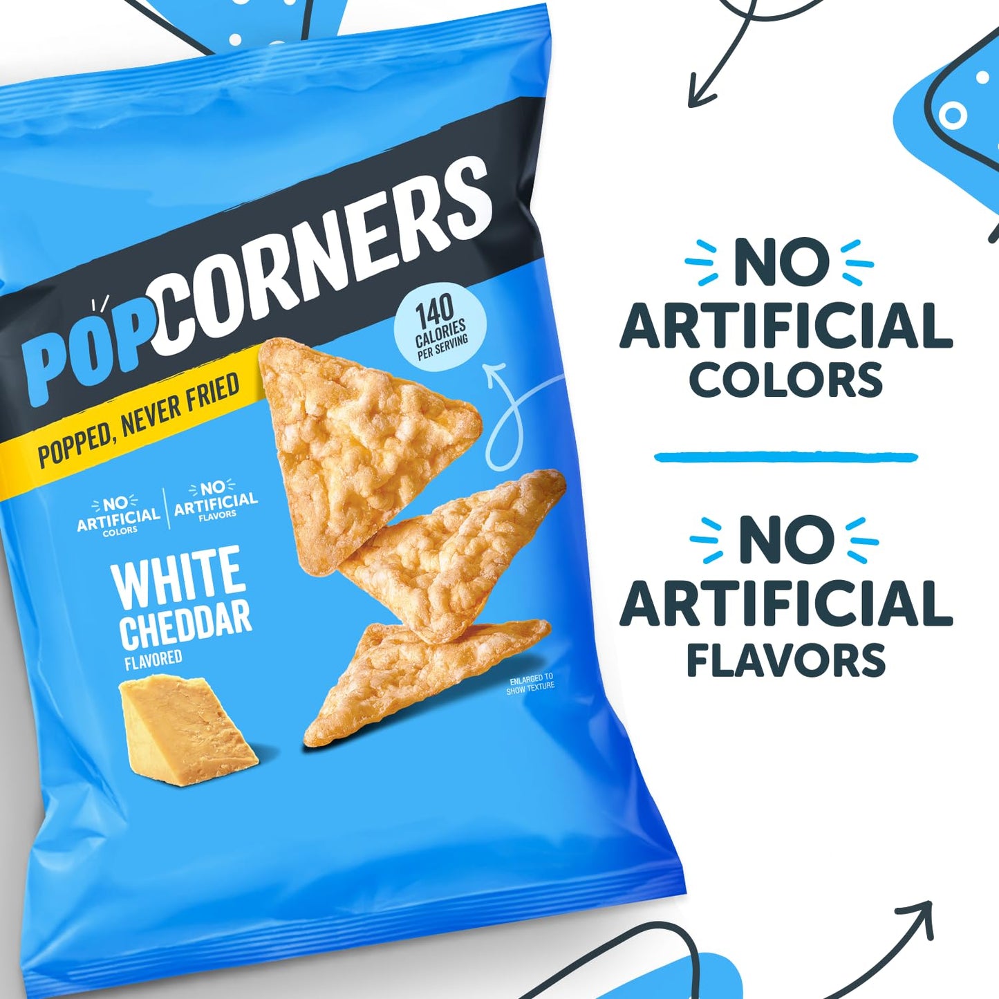 Popcorners Original Cheddar Popped Corn Chips Bag, 7 Ounce