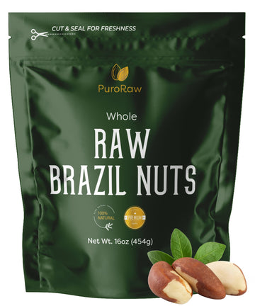 PuroRaw Brazil Nuts Raw 1lb  Raw Brazil Nuts. Brazil Nuts Unsalted - Brazil Nuts- All Natural  Non-GMO  Vegan Brazil Nuts- Brazil Nuts Bulk 16oz