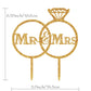 Gold Diamond Ring Mr And Mrs Cake Topper For Wedding, Bride To Be, Groom Bridal Shower Party Decoration (Acrylic)