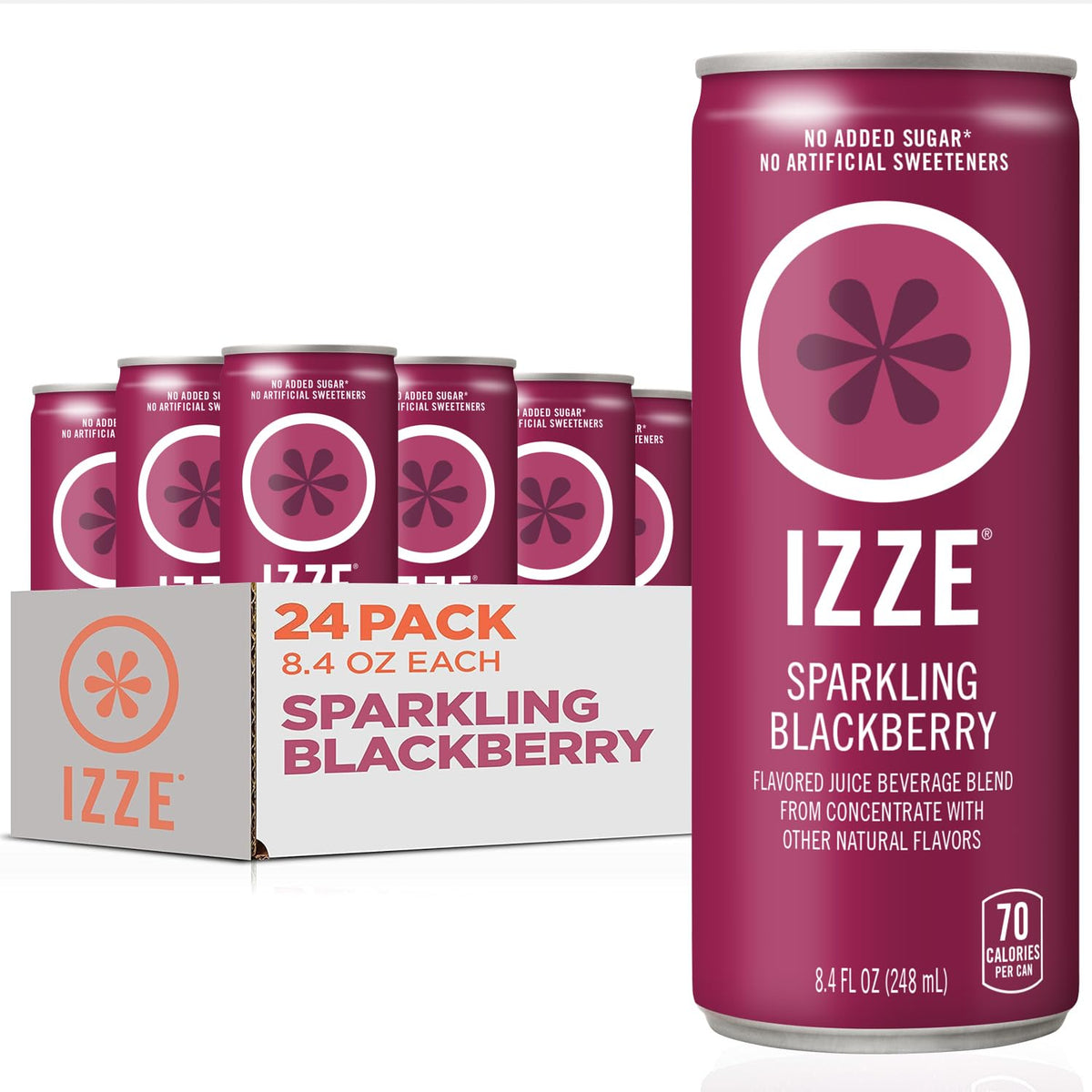 IZZE Blackberry Juice, No Sugar Added, 8.4 oz., 24/Carton