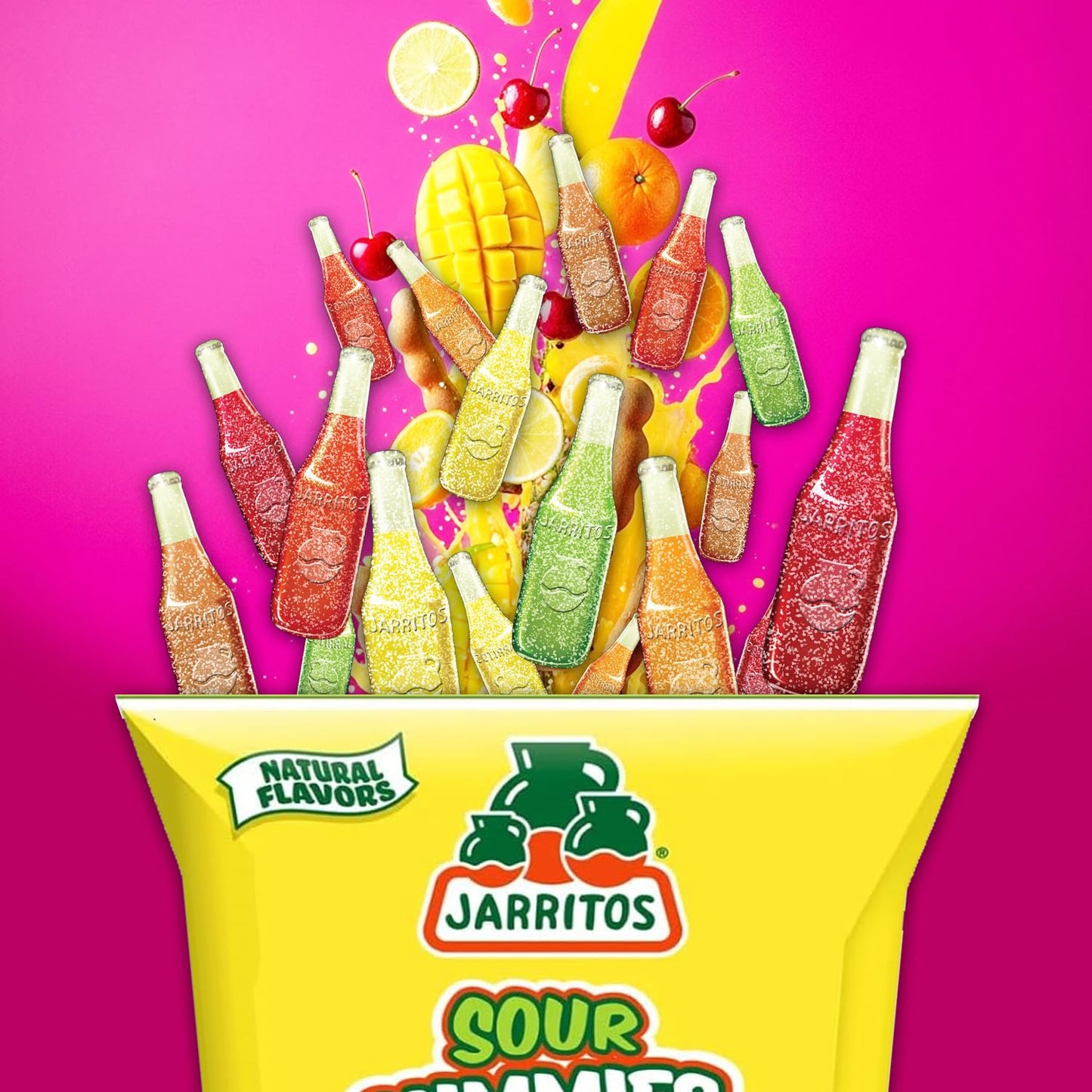 Deal Society Jarritos Sour Gummies Candy - 4 Pack, 6 Fruity Flavors, Tangy & Chewy Snack  , 21.8 cm