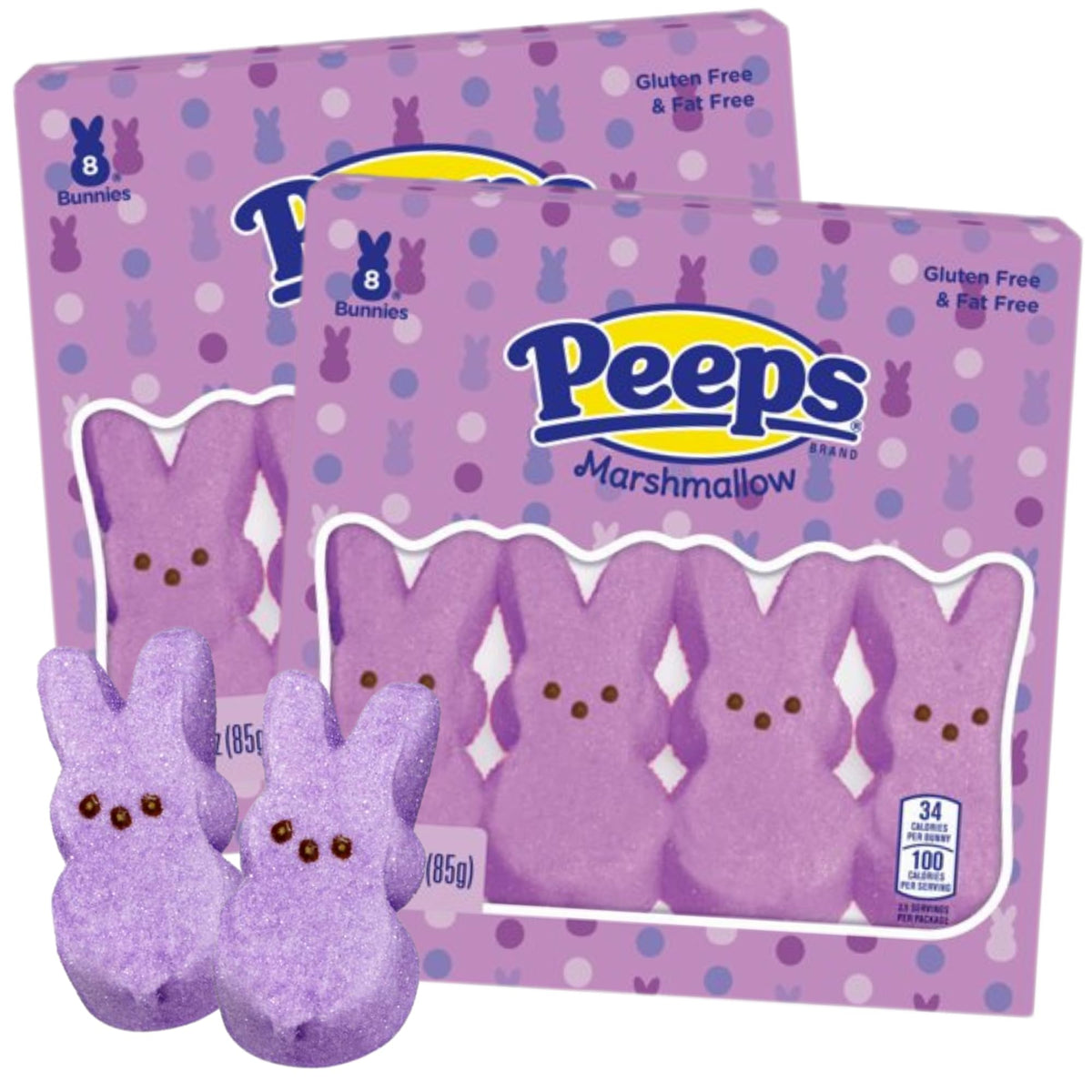 Needzo Purple Easter Bunny Marshmallow Candy, 3 Ounce (Pack Of 2)