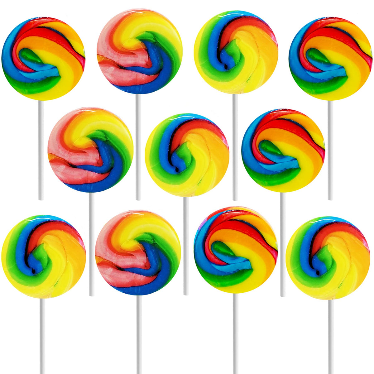 The Dreidel Company Rainbow Swirl Lollipop  Mixed Fruit Flavor  Individually Wrapped Pop  1.5 Inch Swirl Pop (Pack Of 48)