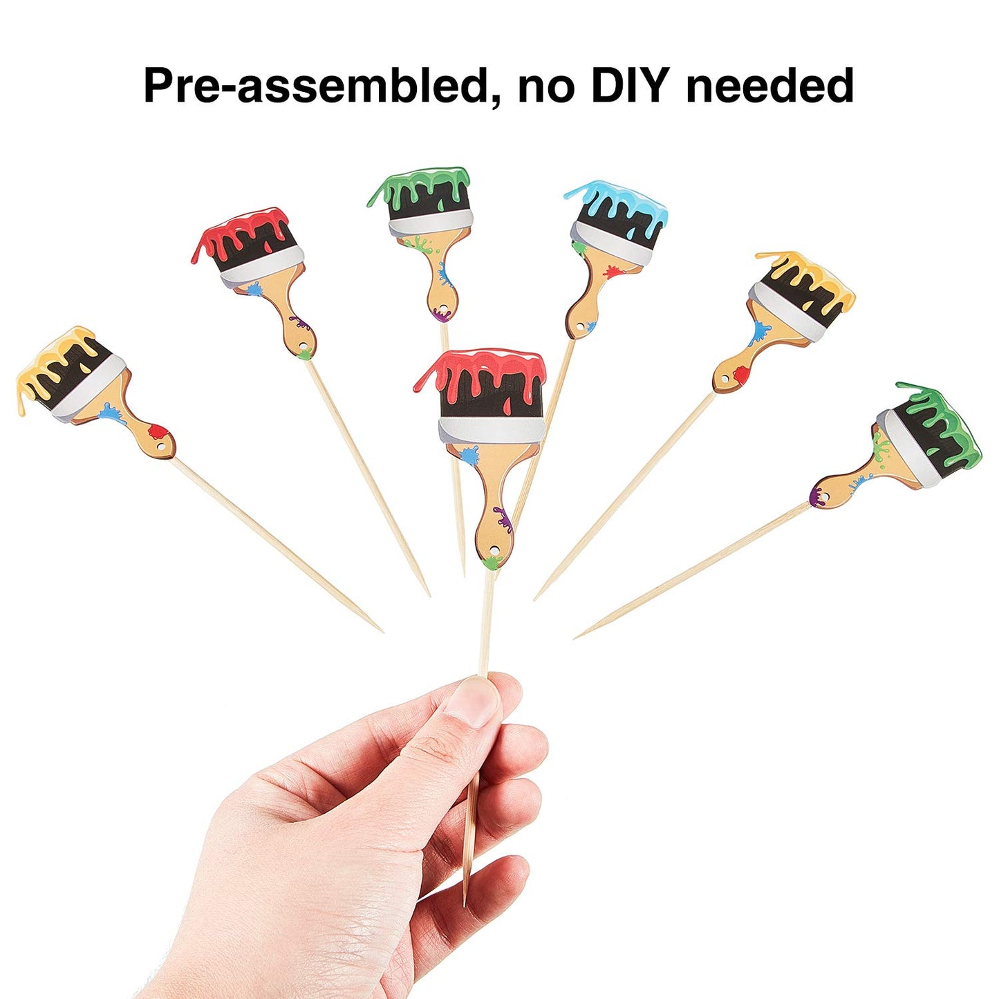 36Pcs Paint Brush Cupcake Toppers Painting Cupcake Picks Toothpicks For Art Theme Cake Decorations Artist Birthday Party Favors