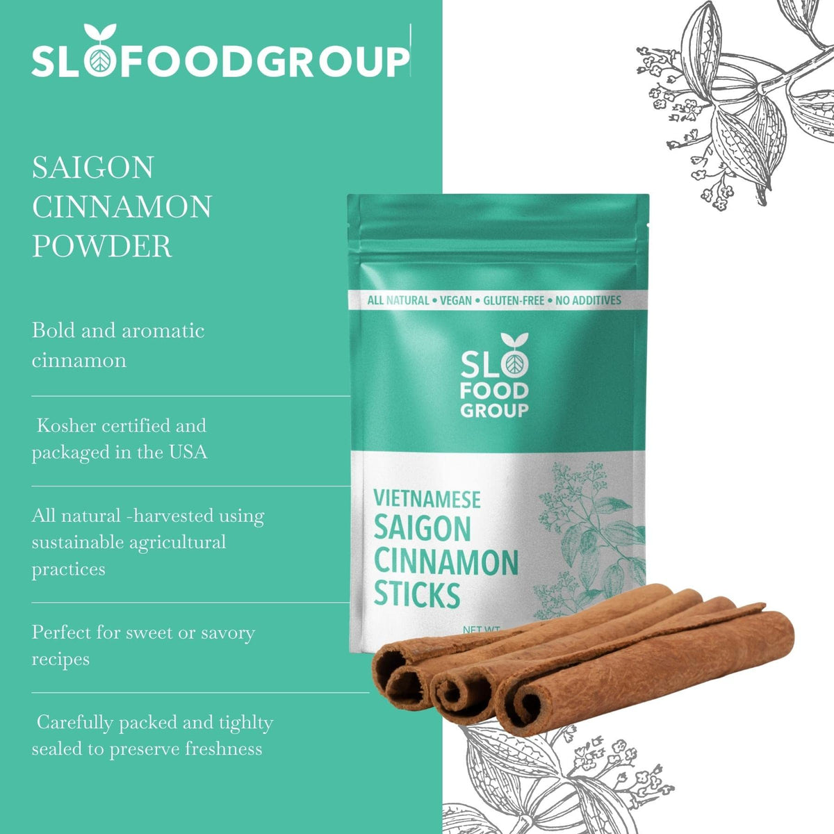 Slofoodgroup Saigon Cinnamon Sticks - 4 Ounce Quills for Cooking and Baking