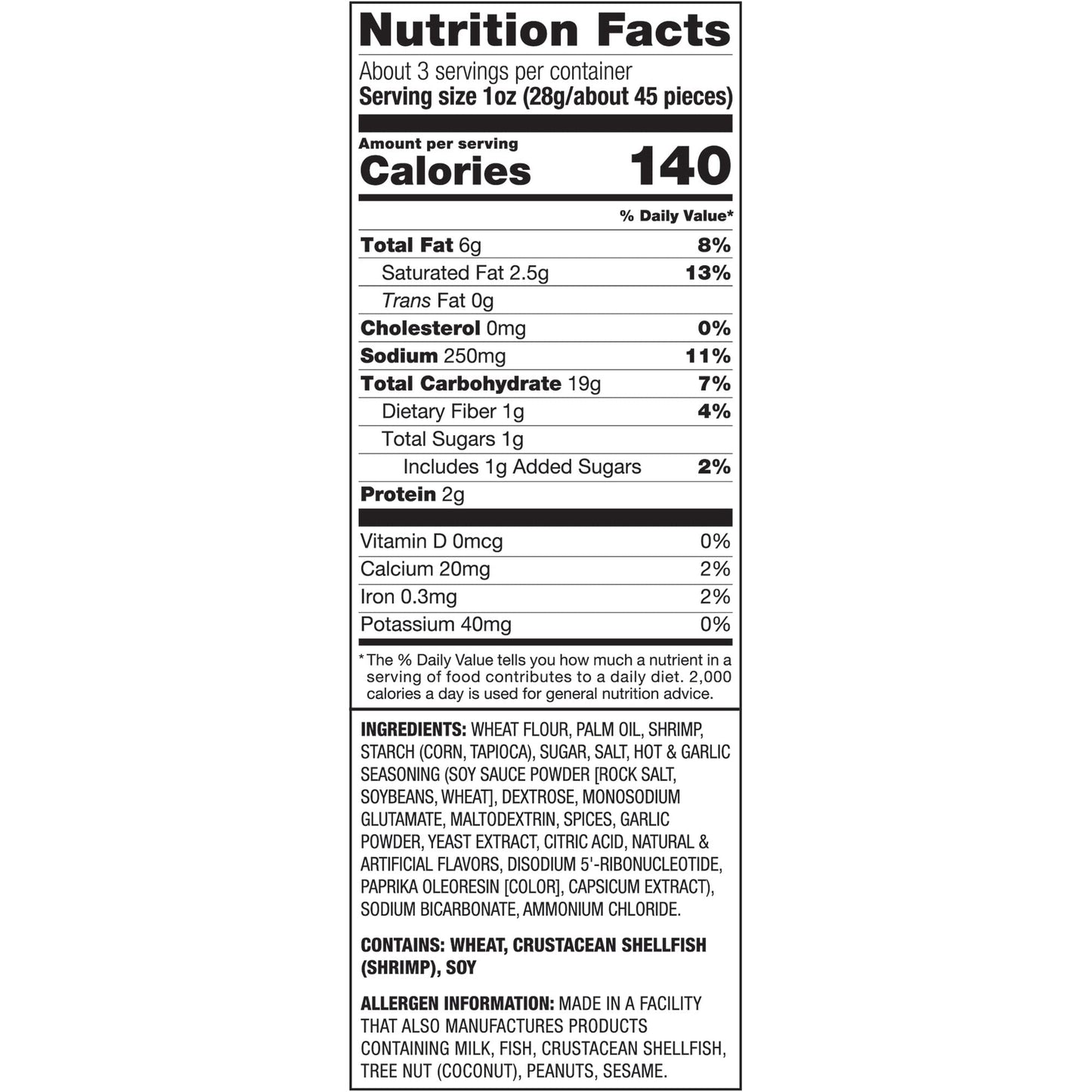 Calbee Shrimp Chips - Hot Garlic Flavor, 4.0 oz, Baked with Wild-Caught Shrimp, Pack of 6