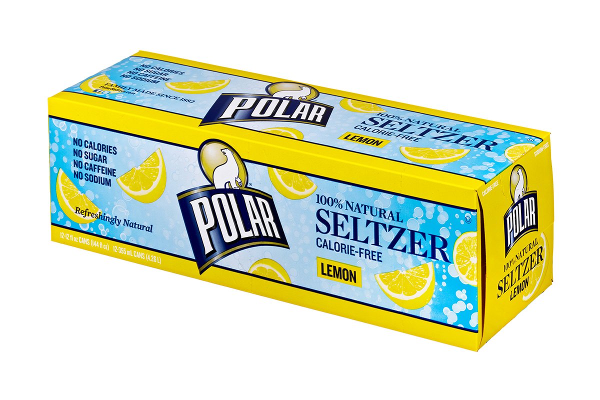 Polar Beverages Seltzer, Lemon, 12 Fluid Ounce (Pack of 12)