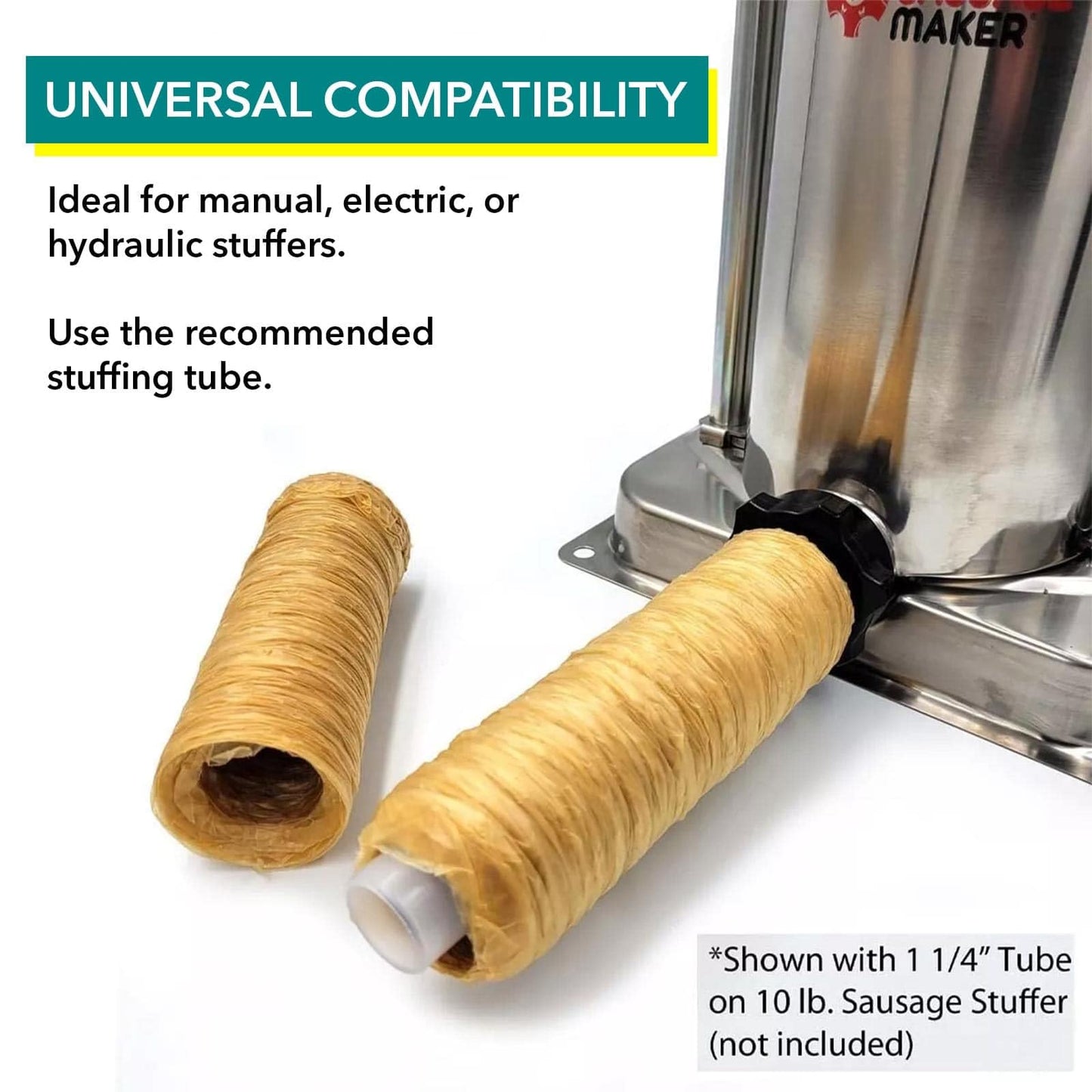 The Sausage Maker® Collagen Casings for Sausage Making, 60mm, Edible, 65 Feet, Clear, Smoked Beef, 2.37” Diameter