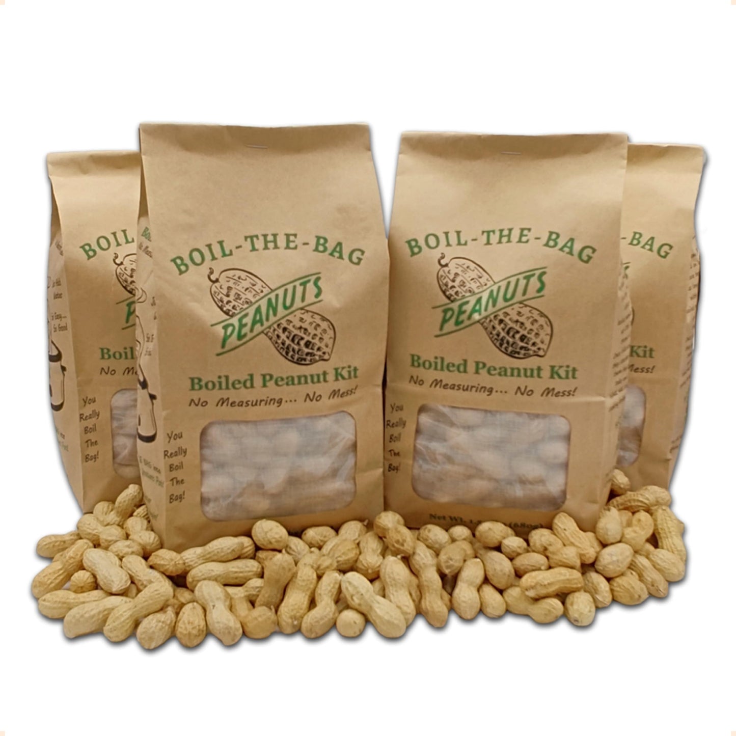 Boiled Peanuts Kit | Contains Premium In Shell Peanuts, Salt, and Unique Seasoning Blend in a Muslin Cooking Bag | 4 Kits - 1 of