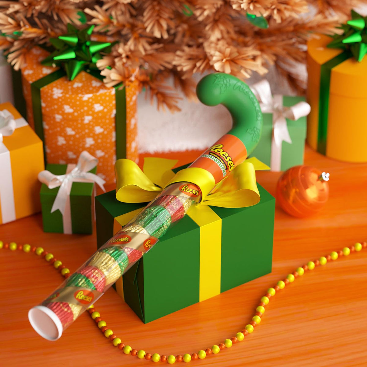 REESES Miniatures Milk Chocolate Peanut Butter Cups, Christmas Candy Plastic Cane, 2.17 oz
