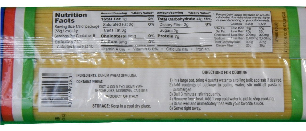Trader Joes Authentic Imported Italian Capellini Pasta 1-Lb Bag (Pack Of 4)
