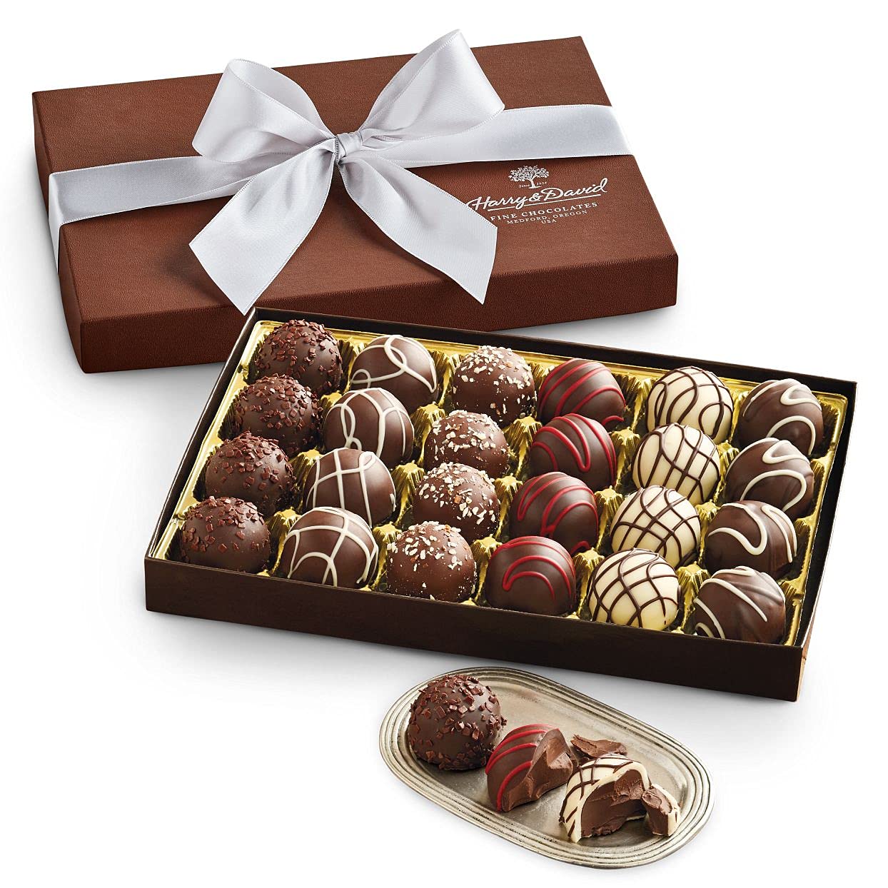 Harry & David Signature Chocolate Truffles Gift Box  24 Assorted Truffles  1 Pound Box