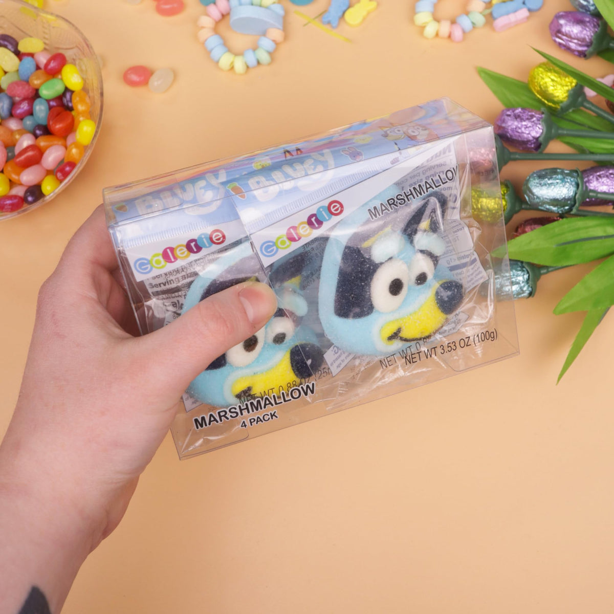 Bluey Candy Dispenser With Marshmallow Treats, Includes Colorful Beads And Character Sweets, 5 Items
