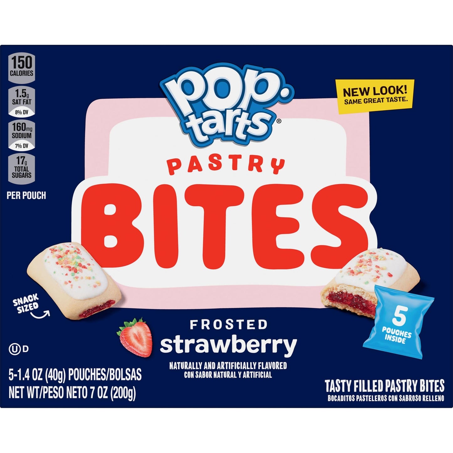 Pop-Tarts Baked Pastry Bites, Kids Snacks, School Lunch, Frosted Strawberry (5 Boxes, 25 Pouches)