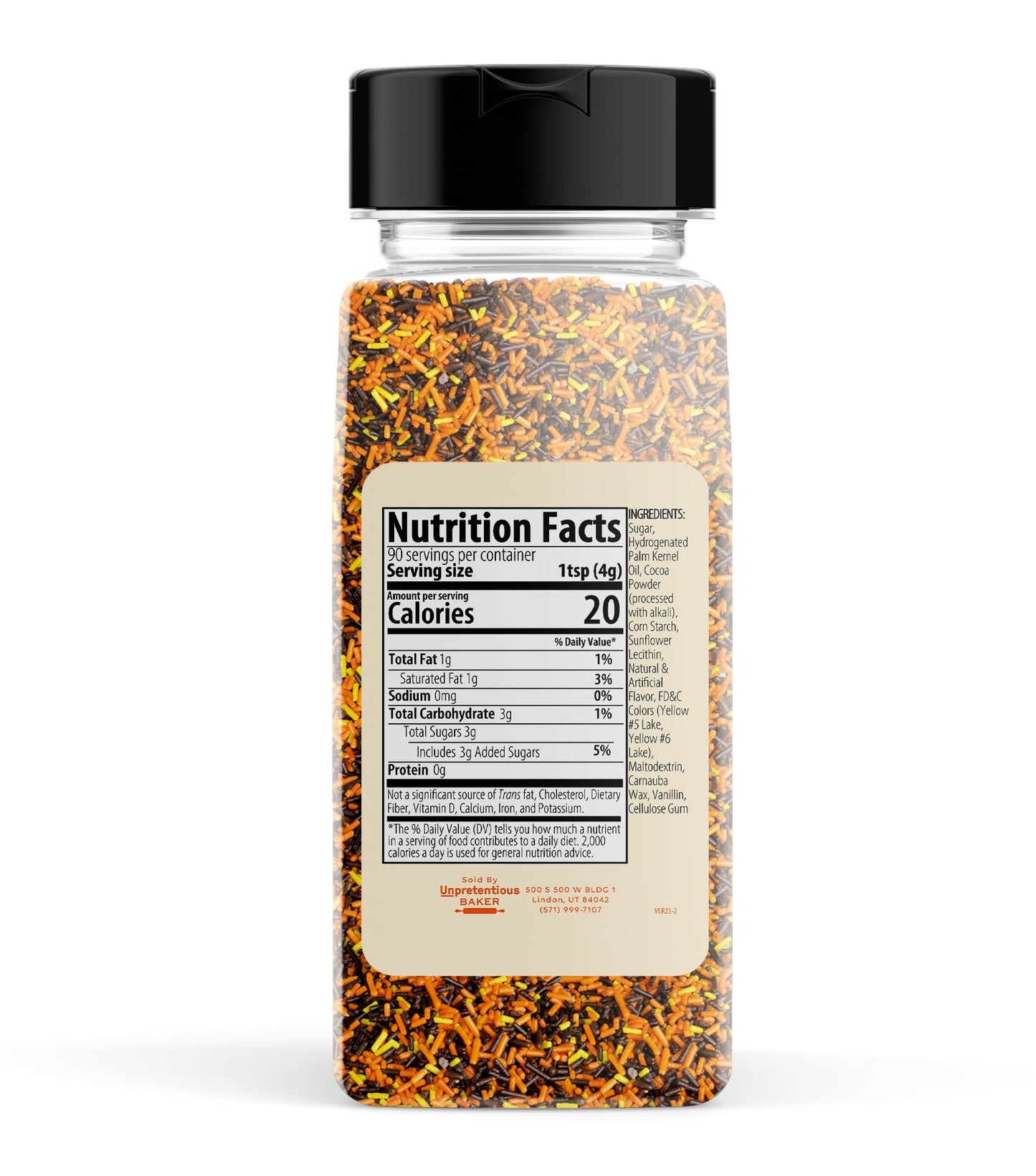 Unpretentious Halloween Sprinkles, 2 Cups, Gluten Free, Autumn Mix Jimmies, Orange/Yellow/Brown
