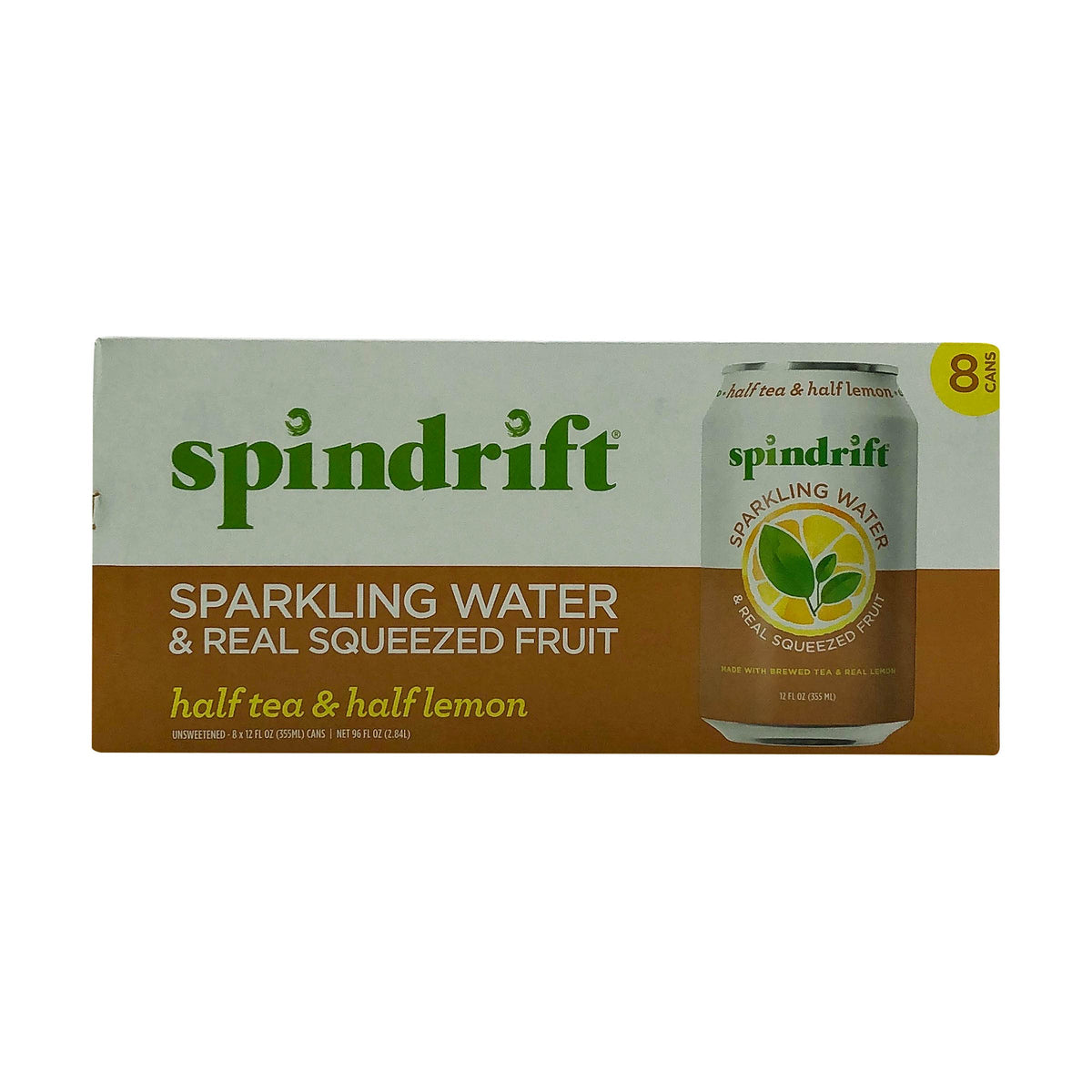 SPINDRIFT HALF TEA & HALF LEMON SPARKLING WATER CAN IN BOX 8 CT 96 OZ - 0856579002671