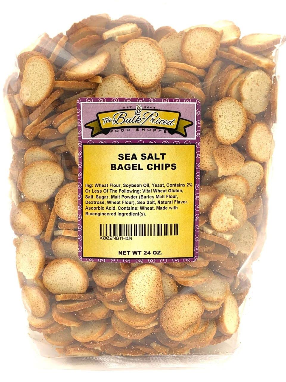Sea Salt Bagel Chips, Bulk Size (24oz. Resealable Zip Lock Stand Up Bag)