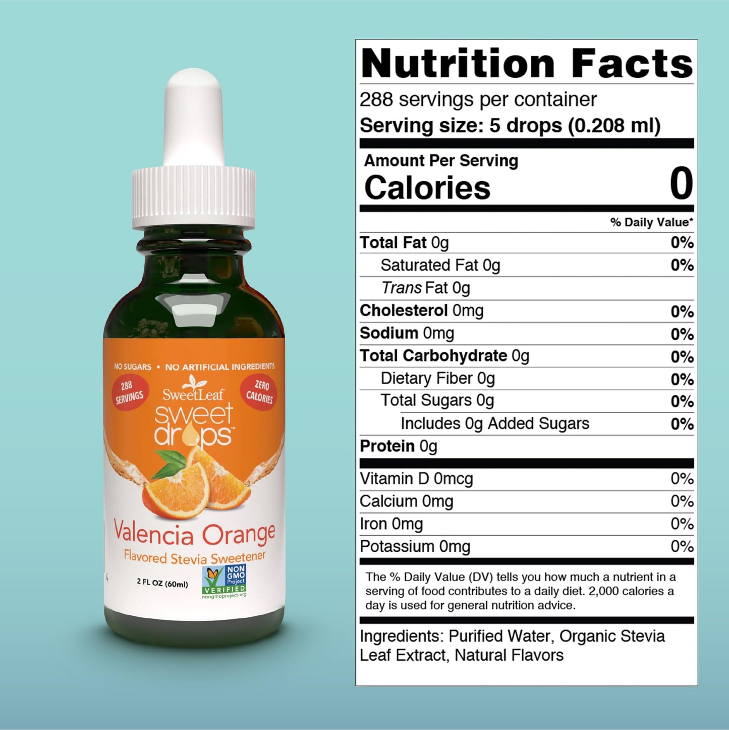 Sweet Drops Liquid Stevia Sweetener, Valencia Orange, Zero Calories, Non-GMO, Gluten-Free, 2 Fl Oz (Pack of 2)
