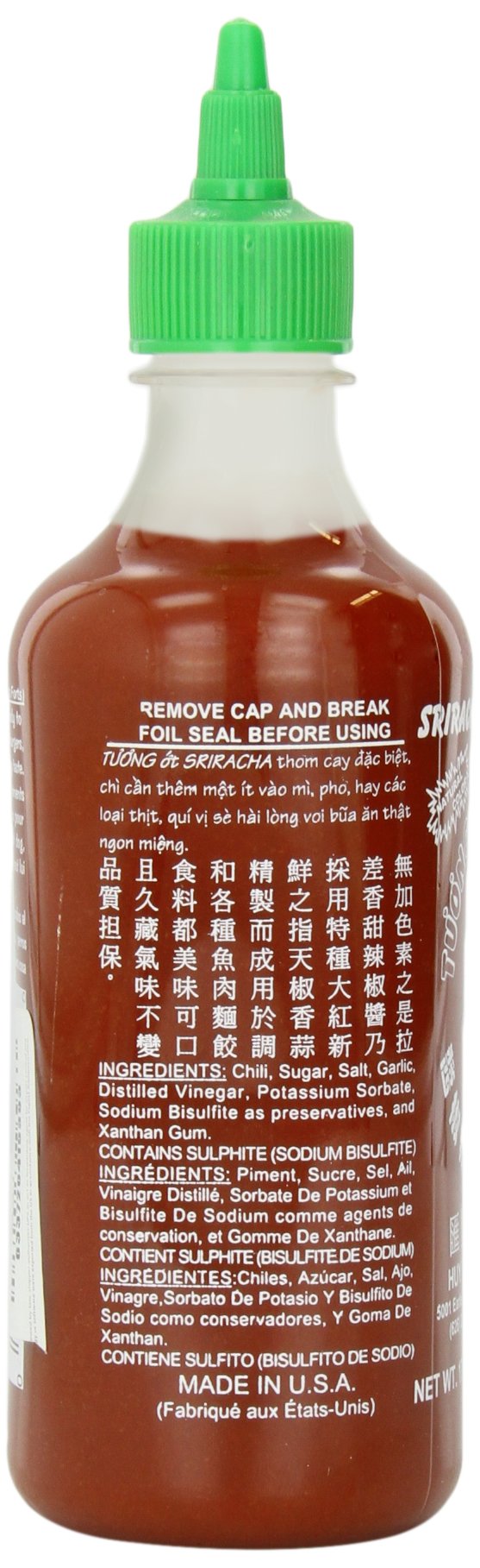 Sriracha Tuong Ot Sriracha Hot Chili Sauce, 17 Ounce