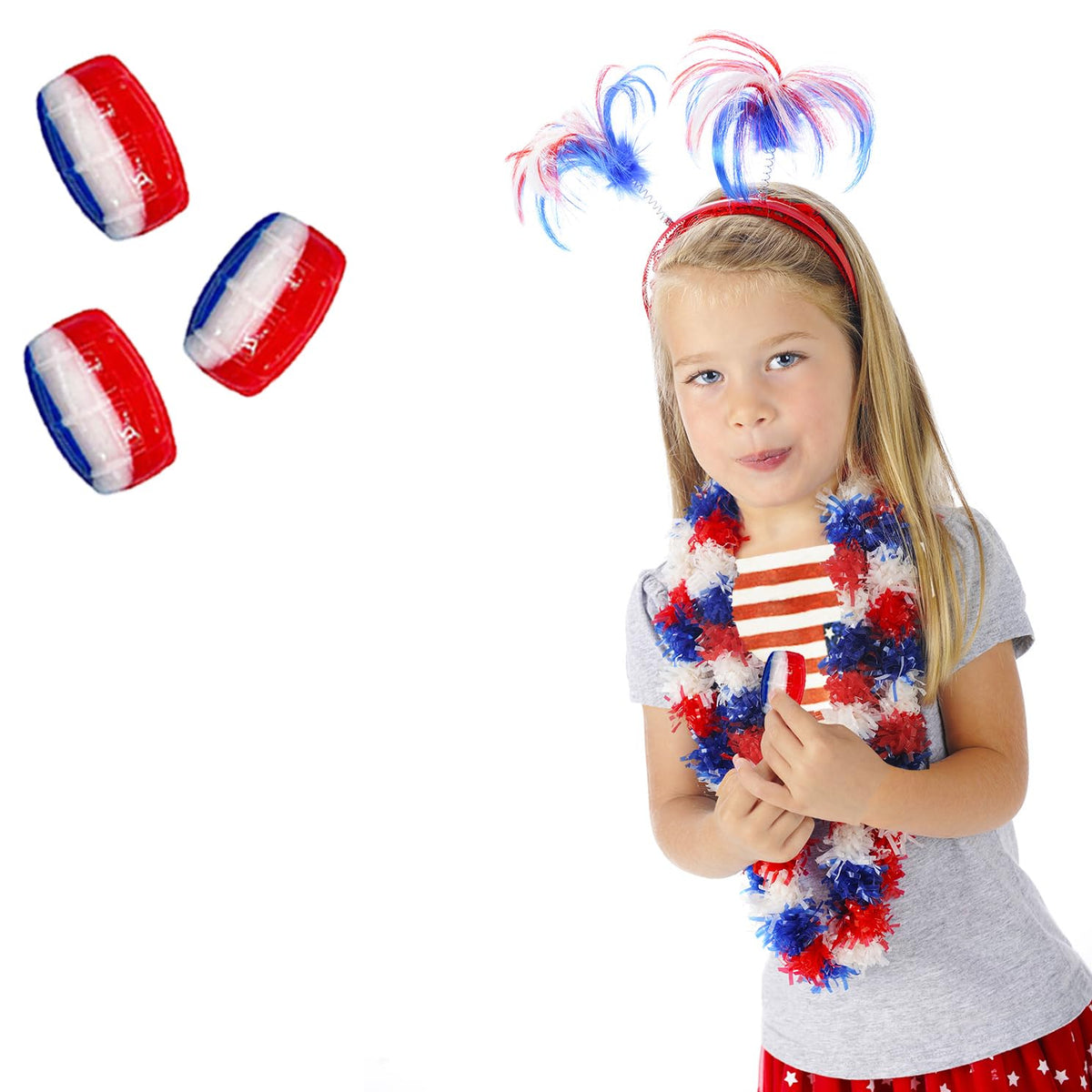Patriotic Striped Cherry Barrels, USA Patriotic Red, White & Blue, Hard Candy Treats, Kosher Certified, Individually Wrapped (10