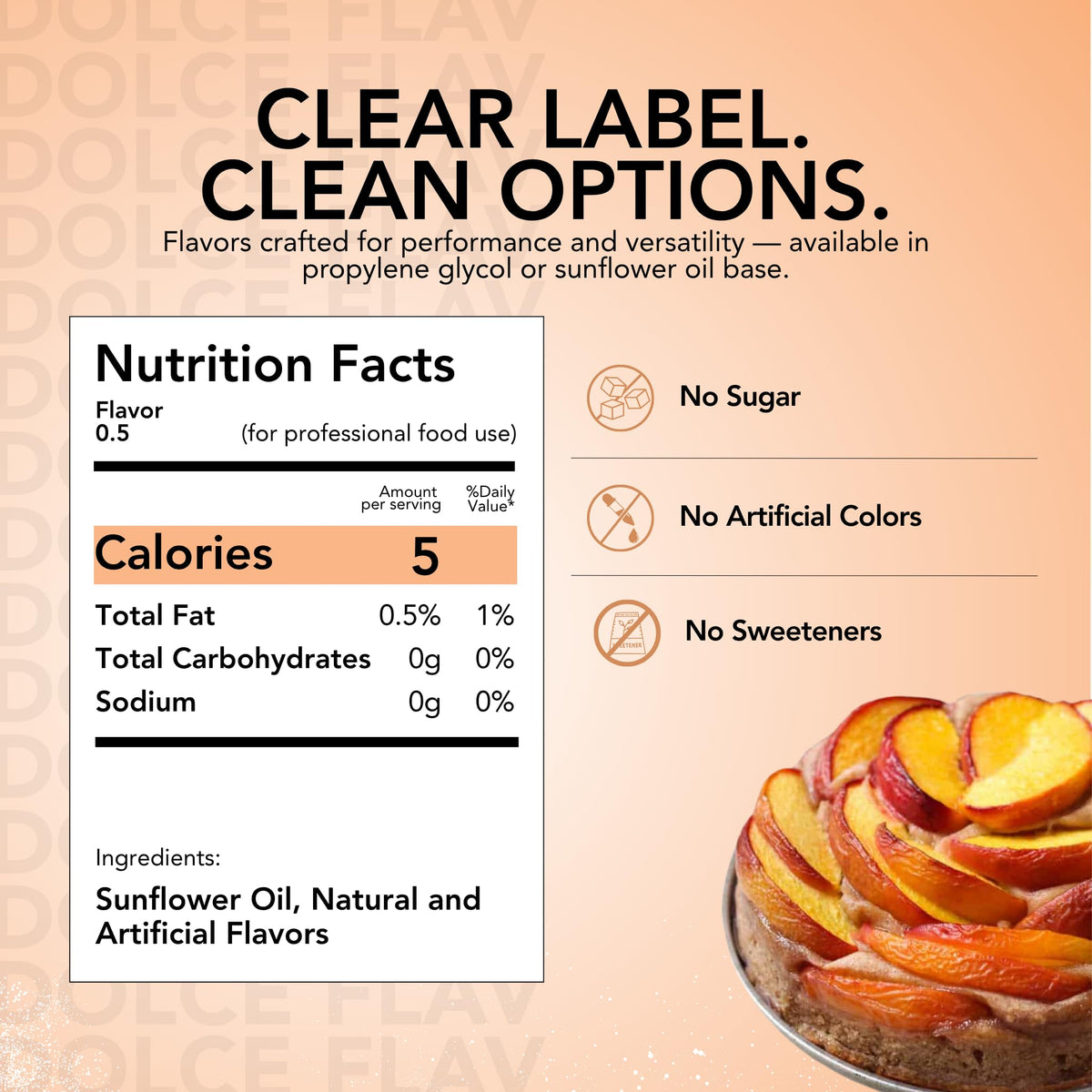 Dolce Foglia Peach Flavoring Oil - Multipurpose 8 Oz. for Baking, Candy Making, Lip Balm, Ice Cream