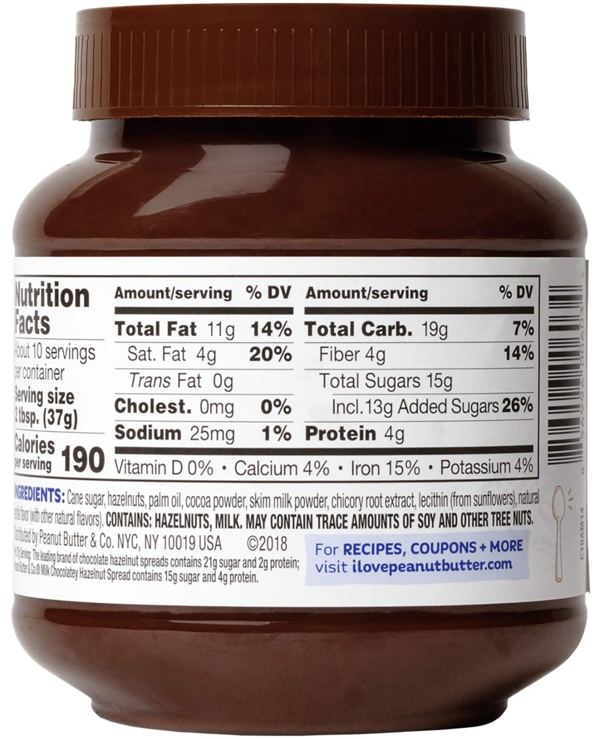 Peanut Butter & Co. Hazelnut Spread, Milk Chocolatey Hazelnut, Gluten Free, 13 Oz 6 Count (Pack of 1)