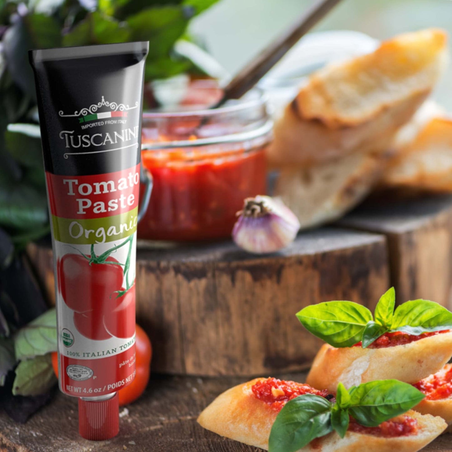 Tuscanini Organic Tomato Paste Tube 4.6oz (12 Pack) | Double Concentrated 100% Italian Tomatoes, All Natural, NON-GMO, Kosher