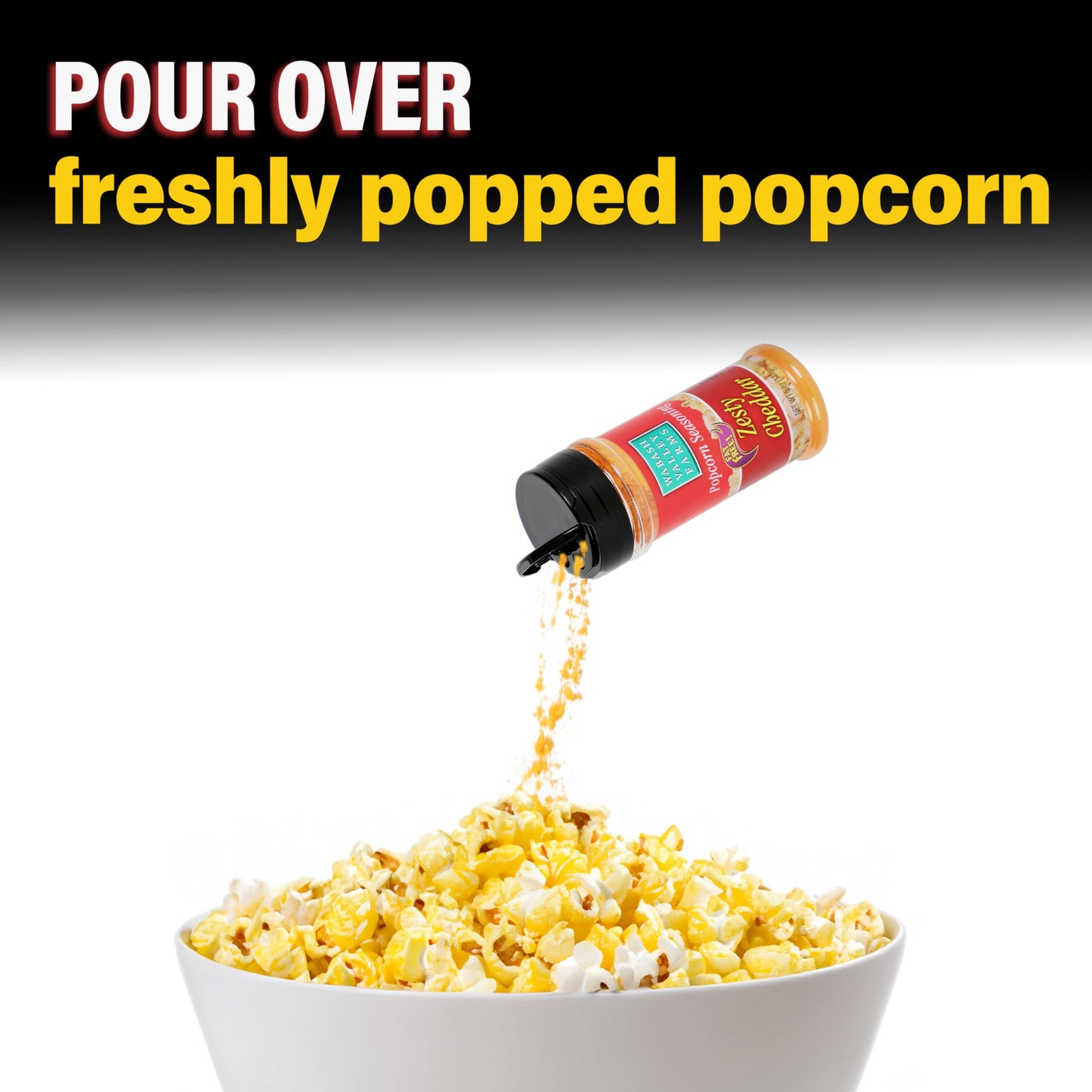 Zesty Cheddar Cheese Popcorn Seasoning - Wabash Valley Farms Cheddar Cheese Powder, Fat Free Cheese Popcorn Topping, Popcorn Fla