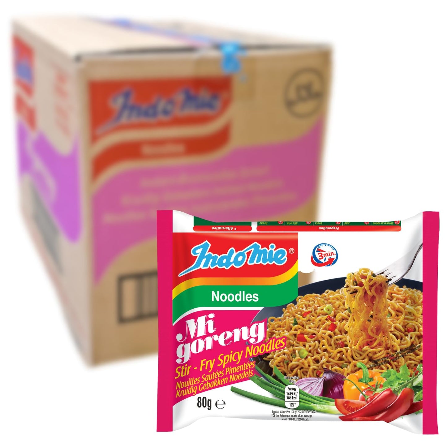 Indomie Mi Goreng Instant Noodles, Halal Certified, Hot & Spicy, 40 Count (Pack Of 1)