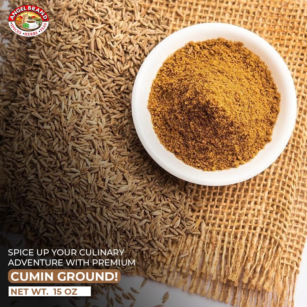 Angel Brand Cumin Powder 15Oz Bottle - Sourced From Finest Cumin Seeds - Ground Cumin Boasts Warm, Earthy Citrusy Flavor With Hi