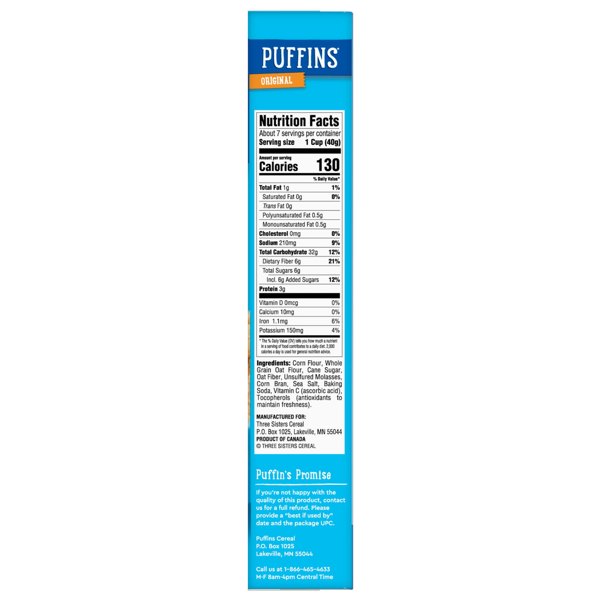 Original Puffins Cereal, Puffed Kids Cereal with Corn and Oats, Vegan, Kosher, Non-GMO Project Verified, 10 OZ Box