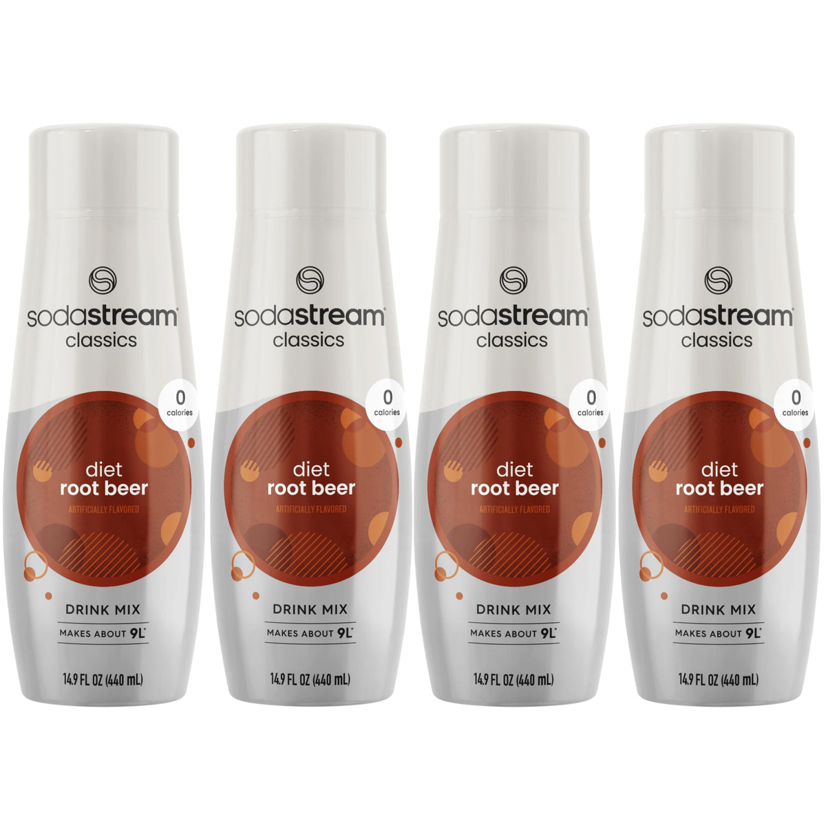 SodaStream Diet Root Beer, 4-Pack, 14.9 Fl Oz Each, Rich Brown