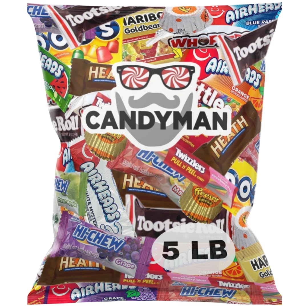 CANDYMAN Chocolate & Candy Bundle - 5 LB Mixed Individually Wrapped Treats for Parties