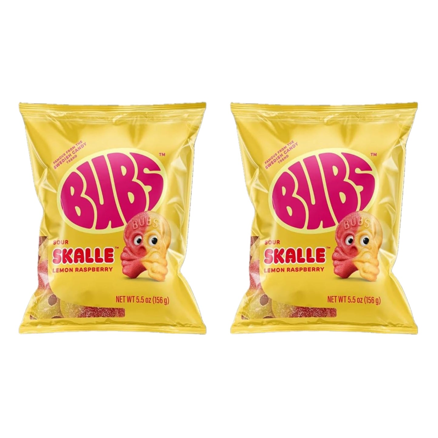 Bubs Sour Skalle Lemon & Raspberry Gummy Candy - Diamond Soft And Chewy Vegan Gummies - Fruity Gummy Candy - Perfect For Sharing And Snacking - (2 Pack  5.5 Oz Each)