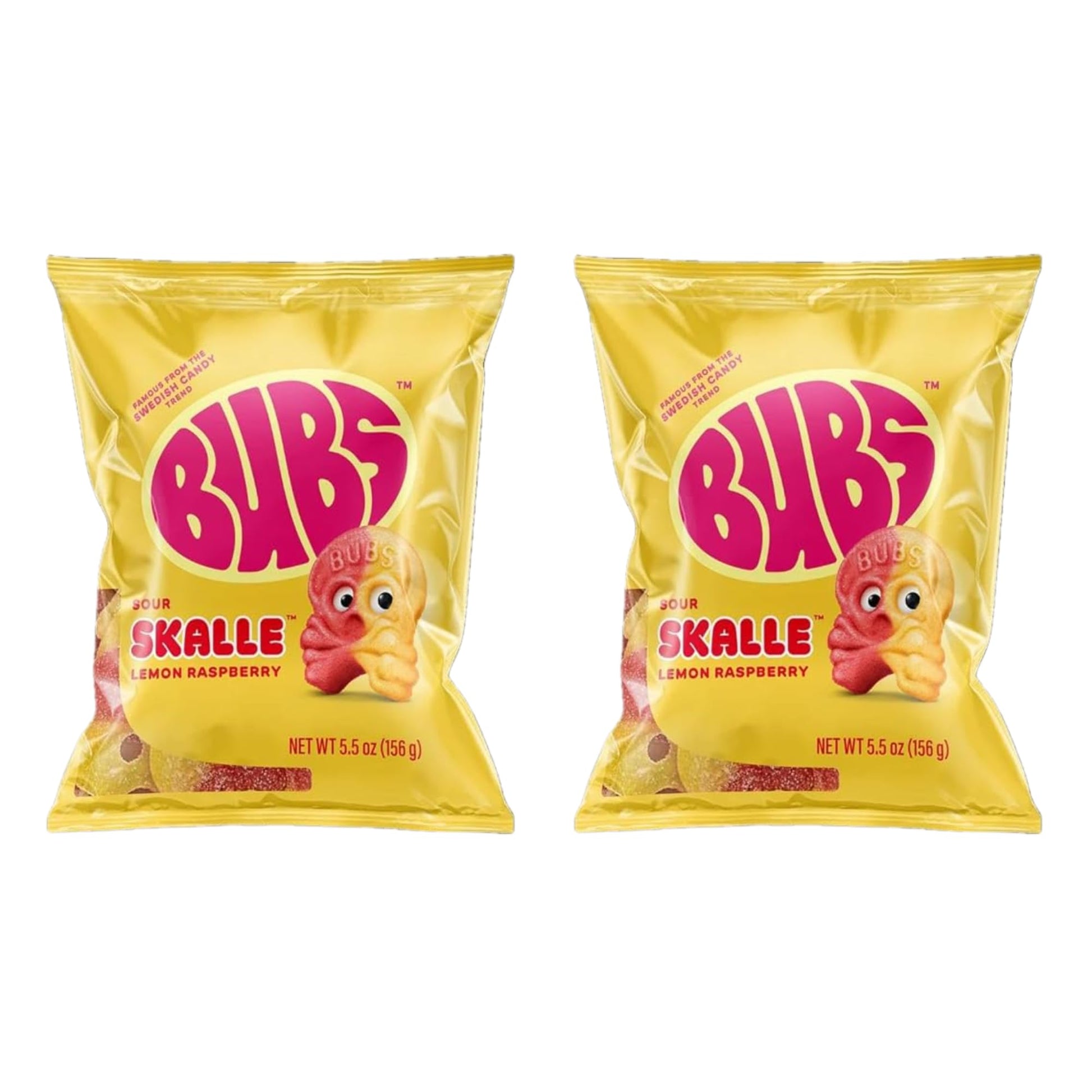 Bubs Sour Skalle Lemon & Raspberry Gummy Candy - Diamond Soft And Chewy Vegan Gummies - Fruity Gummy Candy - Perfect For Sharing And Snacking - (2 Pack  5.5 Oz Each)